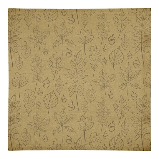 Mustard Yellow Leaf Pattern Cotton Twill Napkin